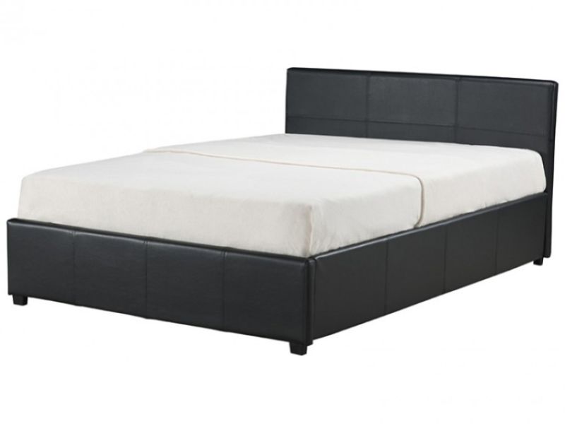GFW End Lift Ottoman 4ft Small Double Black Faux Leather Bed Frame