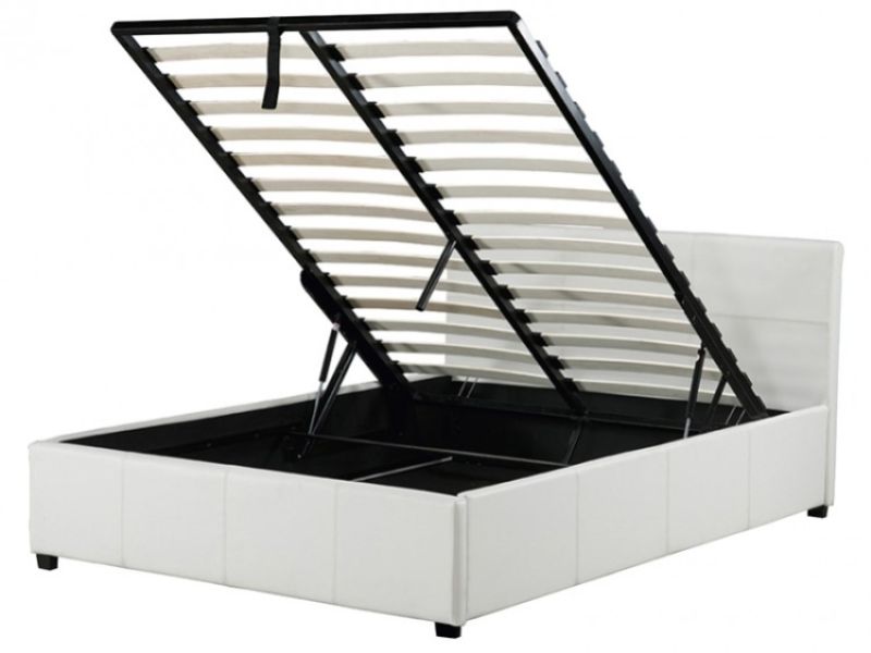 White faux leather ottoman bed discount