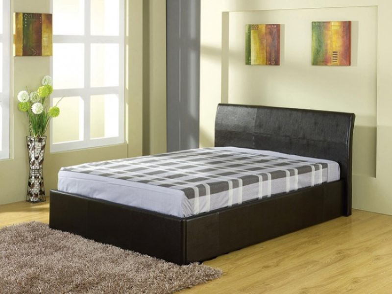 GFW Denver 5ft King Size Black Faux Leather Ottoman Lift Bed Frame