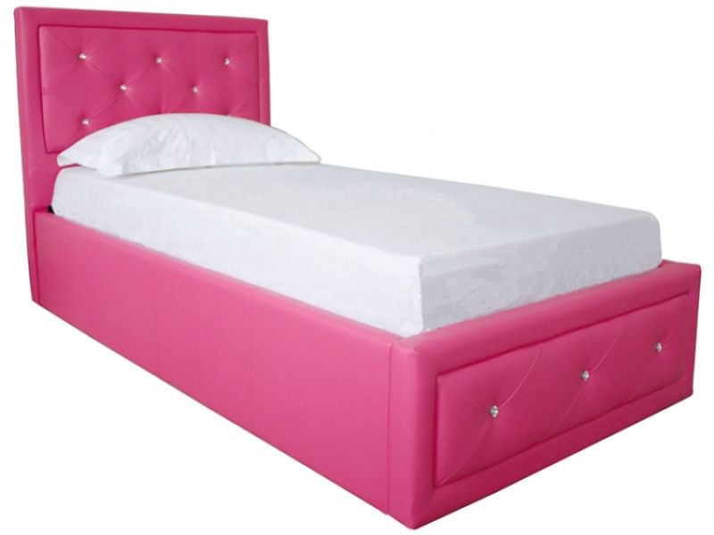 GFW Hollywood 3ft Single Hot Pink Faux Leather Ottoman Lift Bed Frame