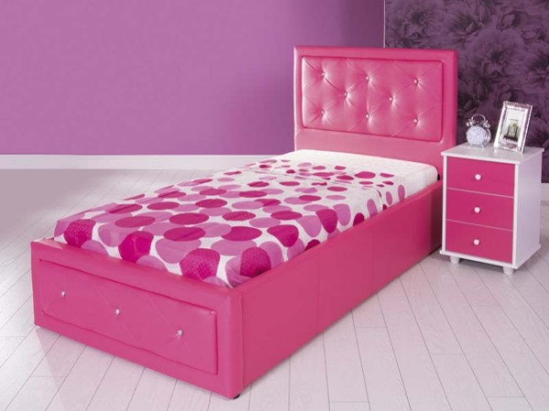 GFW Hollywood 3ft Single Hot Pink Faux Leather Ottoman Lift Bed Frame