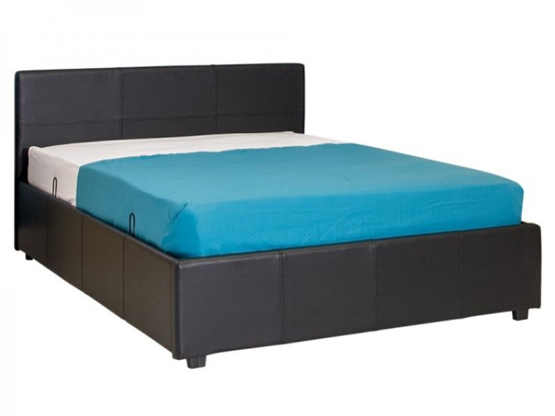 GFW Side Lift Ottoman 5ft Kingsize Black Faux Leather Bed Frame