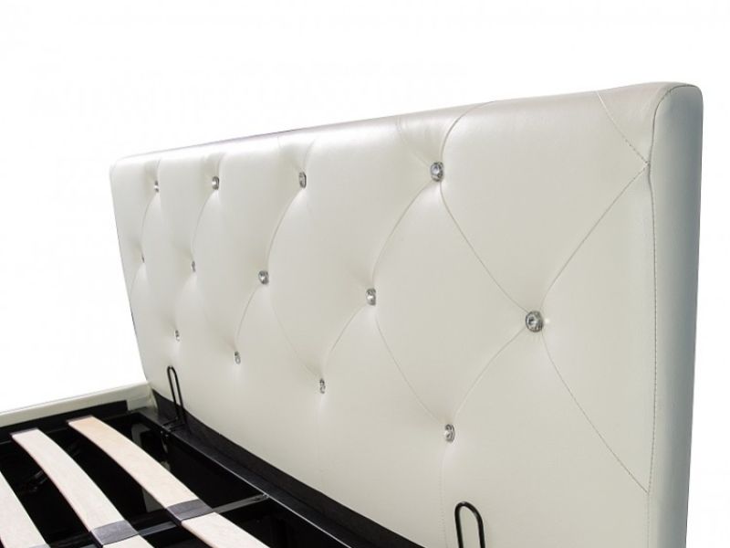 GFW Michigan Crystal 5ft Kingsize White Faux Leather Ottoman Lift Bed Frame