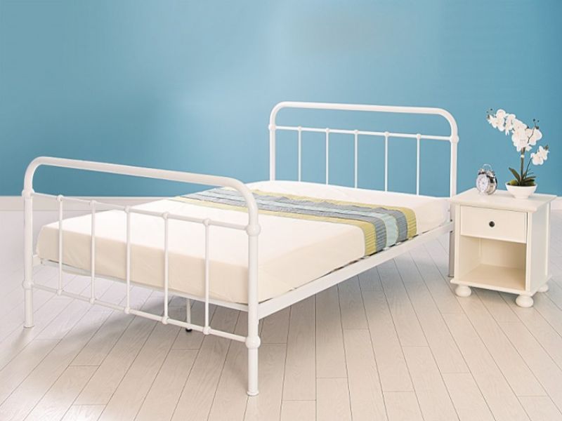 GFW Phoenix 4ft6 Double Gloss White Metal Bed Frame