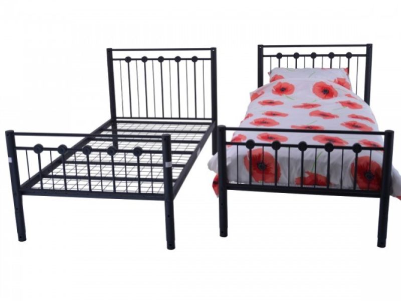 Metal Beds Cambridge 3ft (90cm) Single Black Metal Bunk Bed