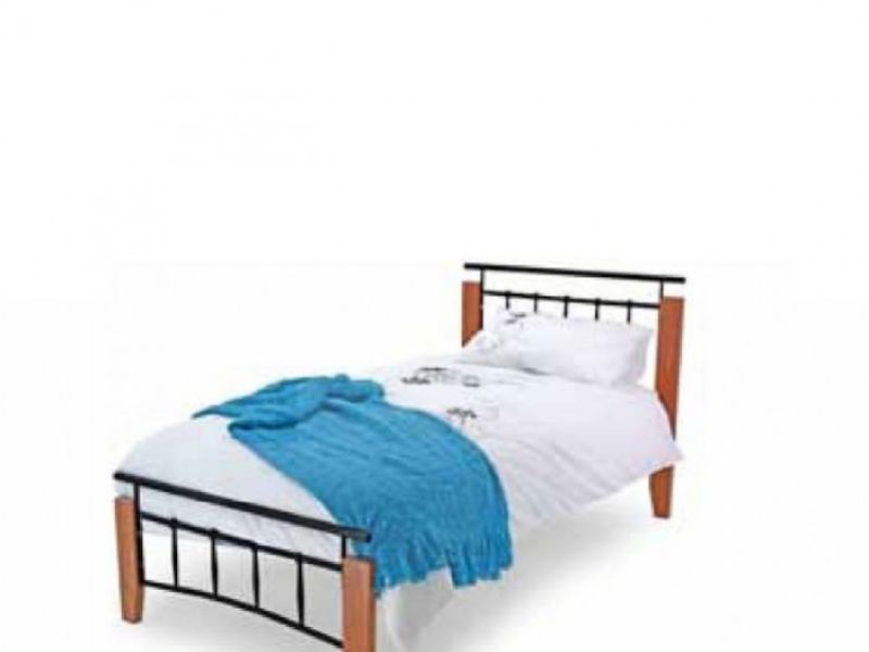 Metal Beds Kentucky 3ft (90cm) Single Black and Antique Oak Bed Frame
