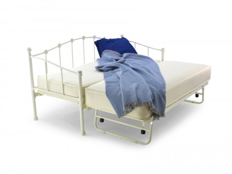 Metal Beds Paris 2ft6 75cm Small Single Ivory Metal Day Beds