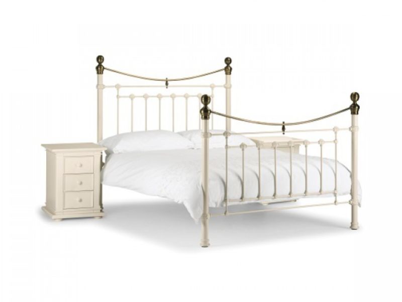 Julian Bowen Victoria 3ft Single Stone White Metal Bed Frame