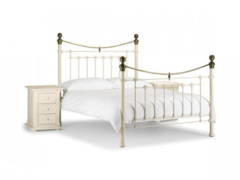 Julian Bowen Victoria 4ft6 Double Stone White Metal Bed Frame