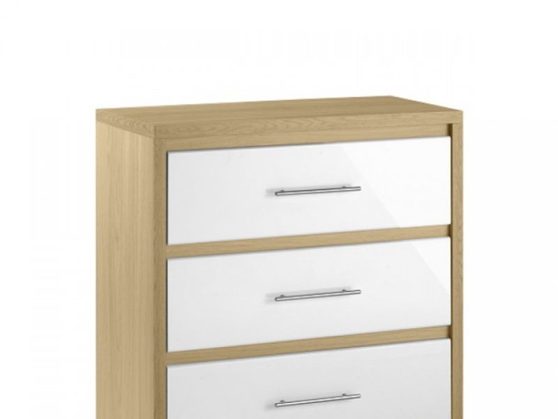 Julian Bowen Stockholm Oak and White 3 Drawer Wooden Chest