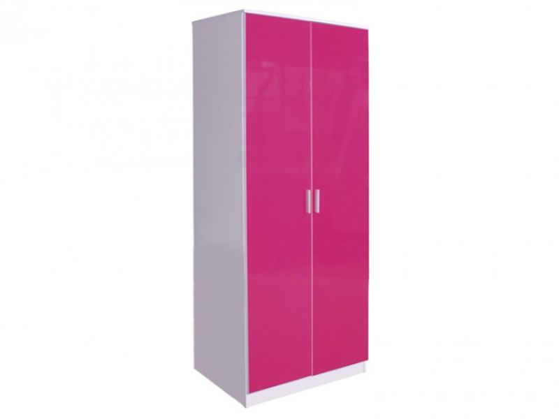 GFW Ottawa 2 Door Wardrobe in White and Pink Gloss
