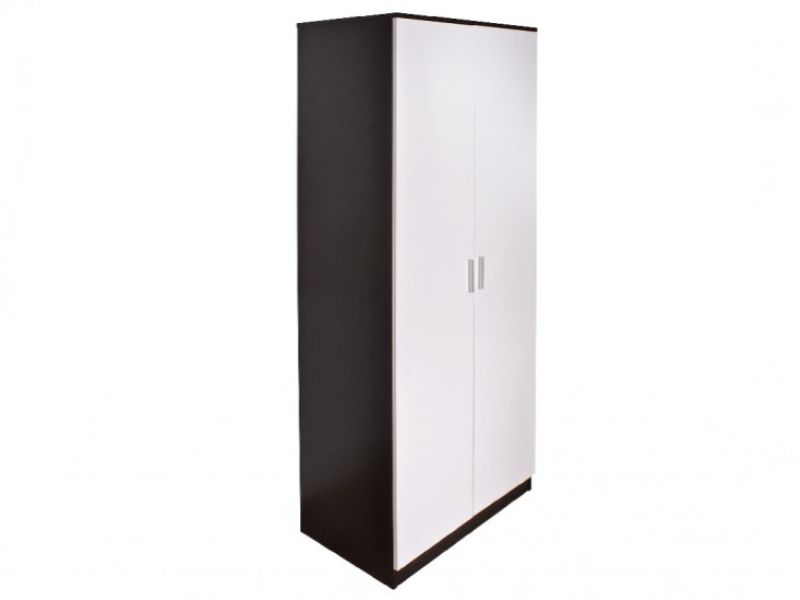 GFW Ottawa 2 Door Wardrobe in Black Oak and White Gloss