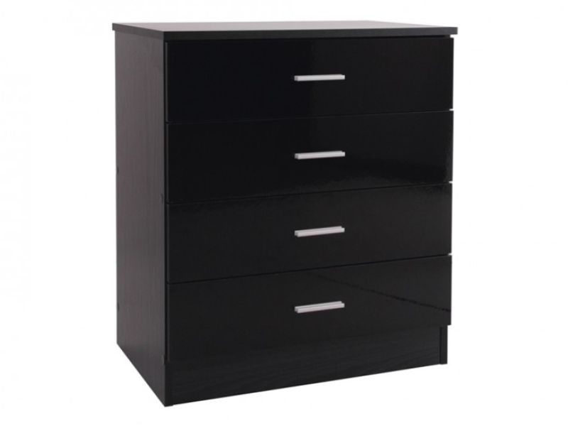 GFW Ottawa 4 Drawer Chest in Black Oak and Black Gloss