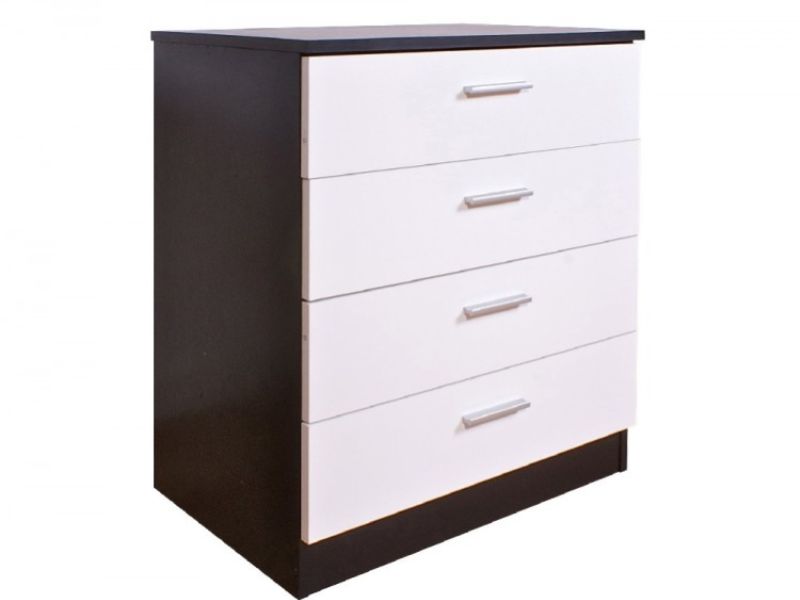 GFW Ottawa 4 Drawer Chest in Black Oak and White Gloss