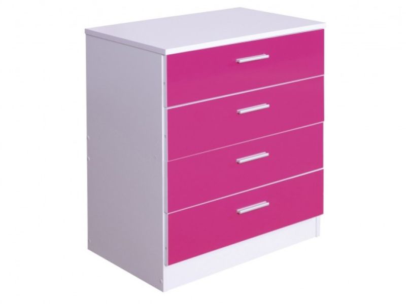 GFW Ottawa 4 Drawer Chest in  White and Pink Gloss