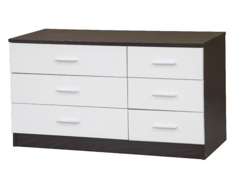 GFW Ottawa 3 plus 3 Drawer Chest in Black Oak and White Gloss