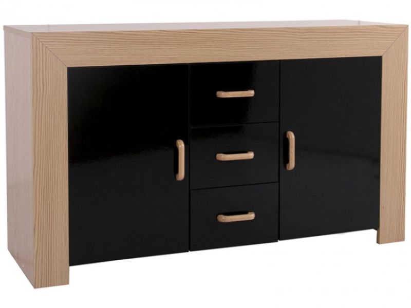 GFW Los Angeles Sideboard in Oak Effect and Black Gloss
