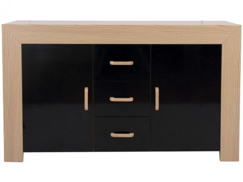 GFW Los Angeles Sideboard in Oak Effect and Black Gloss
