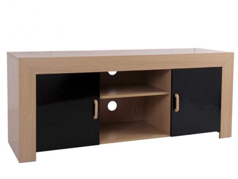 GFW Los Angeles TV Cabinet in Oak Effect and Black Gloss
