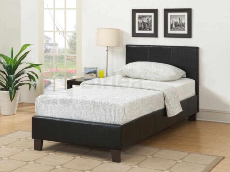 Birlea Berlin 3ft Single Black Faux Leather Bed Frame