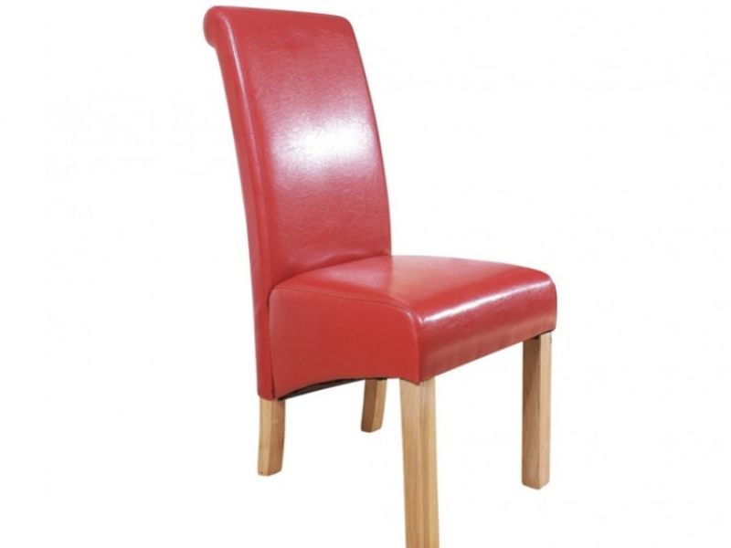 GFW Hudson Pair Of Red Faux Leather Dining Chairs