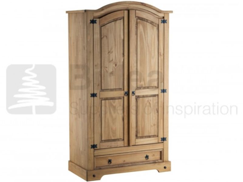 Birlea Corona Pine 2 Door 1 Drawer Wardrobe