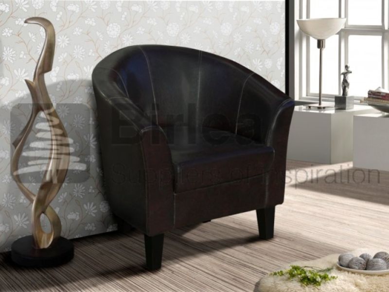 Birlea Chester Brown Faux Leather Tub Chair