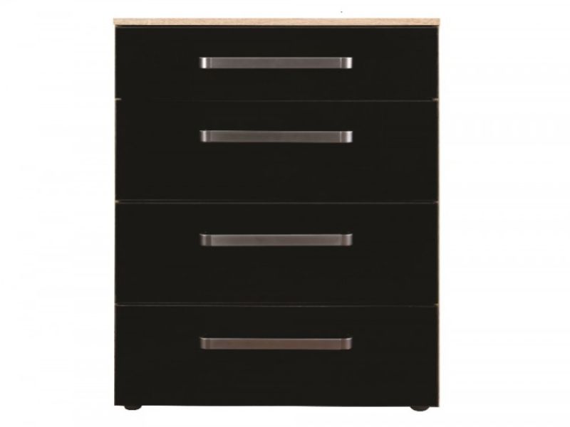 Sweet Dreams Gloss Black 4 Drawer Chest of Drawers
