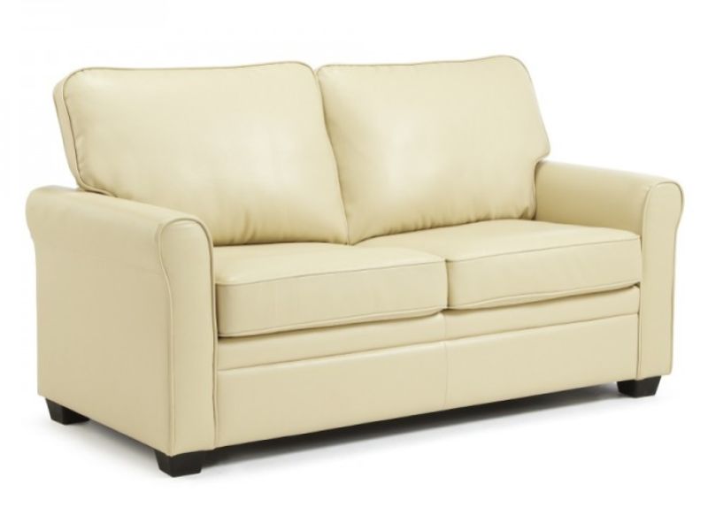 Serene Naples Cream Faux Leather Sofa Bed