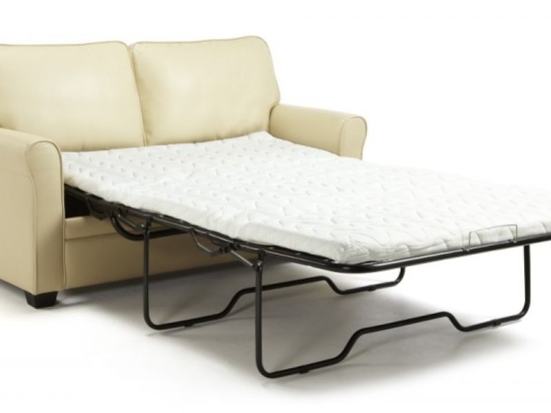 Serene Naples Cream Faux Leather Sofa Bed
