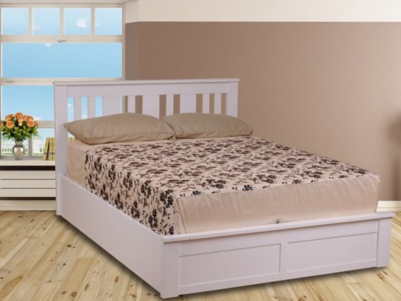 Sweet Dreams Coliseum 5ft Kingsize White Ottoman Lift Wooden Bed Frame