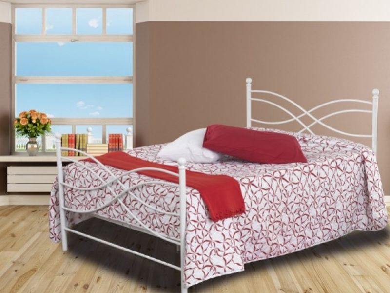 Sweet Dreams Rhombus 4ft6 Double White Metal Bed Frame