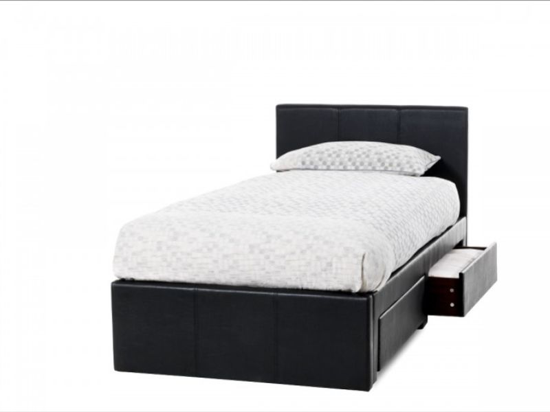 Serene Latino 3ft Single Black Faux Leather Bed Frame