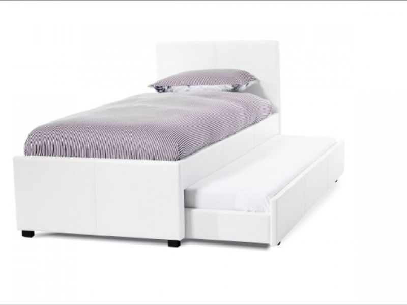 Serene Carra 3ft Single White Faux Leather Guest Bed