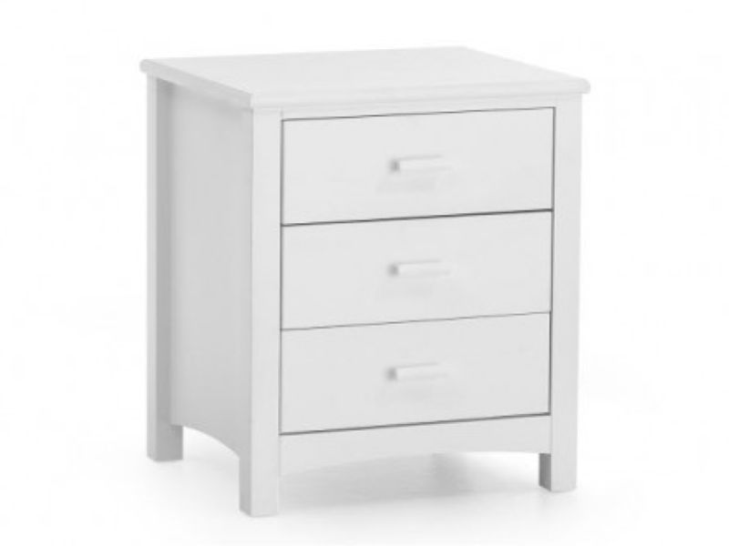 Serene Eleanor 3 Drawer White Bedside Cabinet
