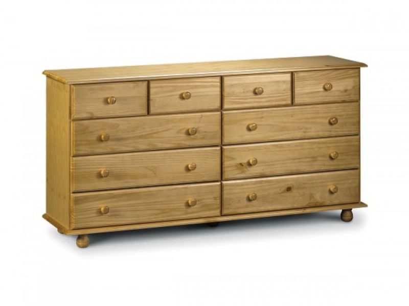 Julian Bowen Pickwick Pine Wooden 10 Drawer Chest