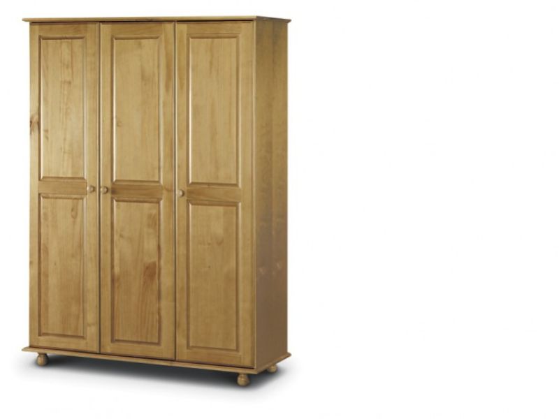 Julian Bowen Pickwick Pine Wooden 3 Door Wardrobe