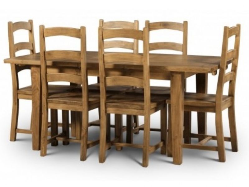 Julian Bowen Mayflower Extending Dining Table with 6 Chairs in Reclaimed Pine