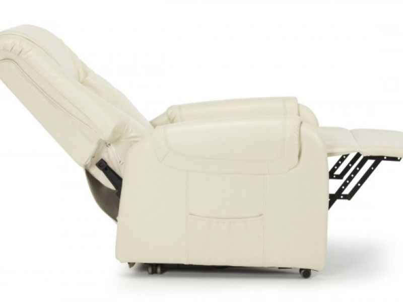 Serene Alta Cream Faux Leather Rise And Recline Chair