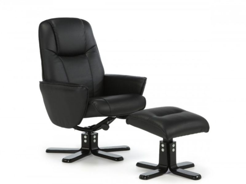 Serene Bergen Black Faux Leather Recliner Chair