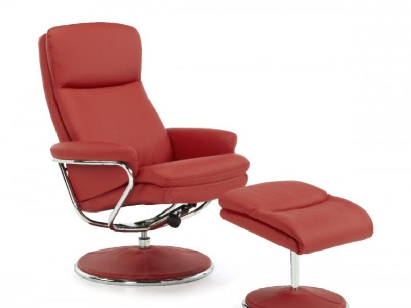 Serene Halden Red Faux Leather Recliner Chair