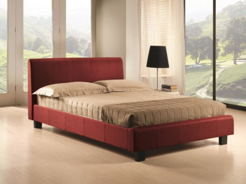Time Living Hamburg 5ft Kingsize Red Fabric Bed Frame