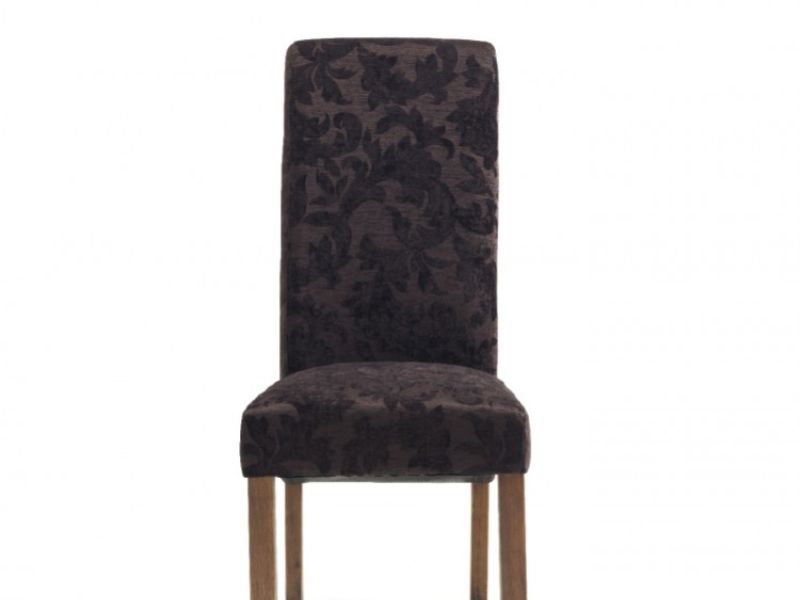 Serene Kingston Aubergine Floral Fabric Dining Chairs With Walnut Legs (Pair)