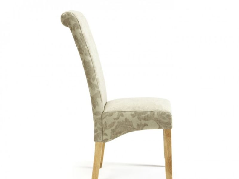 Serene Kingston Sage Floral Fabric Dining Chairs With Oak Legs (Pair)