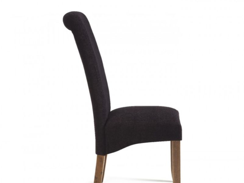 Serene Kingston Aubergine Fabric Dining Chairs With Walnut Legs (Pair)