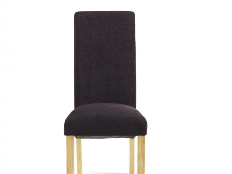 Serene Kingston Aubergine Fabric Dining Chairs With Oak Legs (Pair)