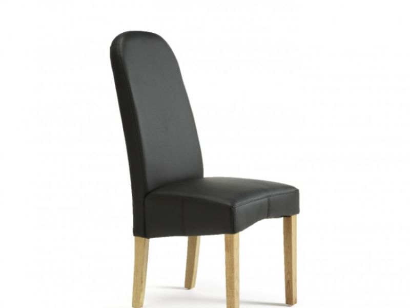Serene Marlow Black Faux Leather Dining Chairs (Pair)