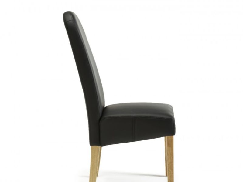 Serene Marlow Black Faux Leather Dining Chairs (Pair)