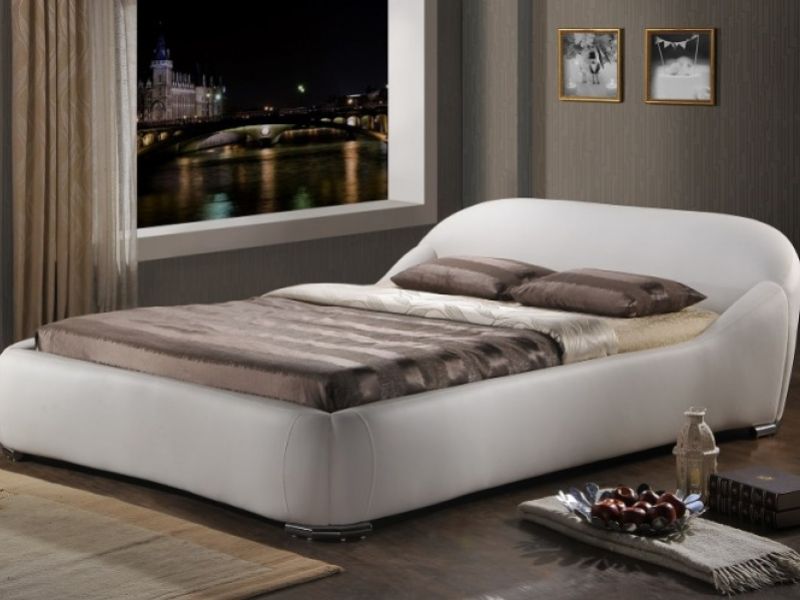 Time Living Manhattan 4ft6 Double White Faux Leather Bed Frame