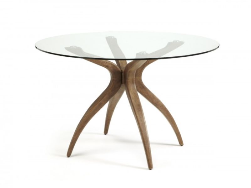 Serene Islington Glass And Walnut Finish Round Dining Table